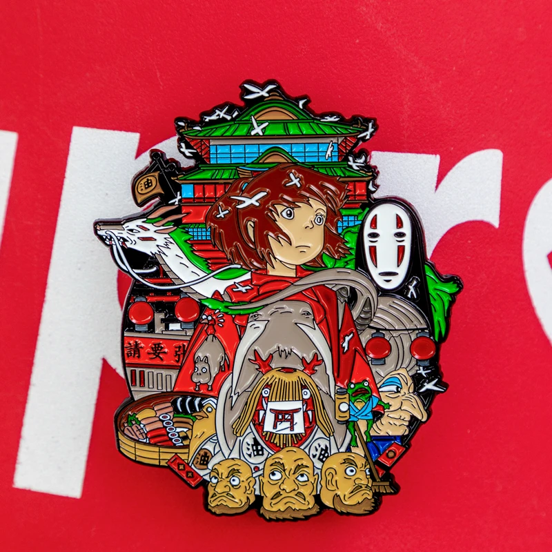 

Anime Spirited Away Enamel Brooch Pin Japanese Adventure Animation Movie Metal Badge No Face Brooch Fans Jewelry For Clothing