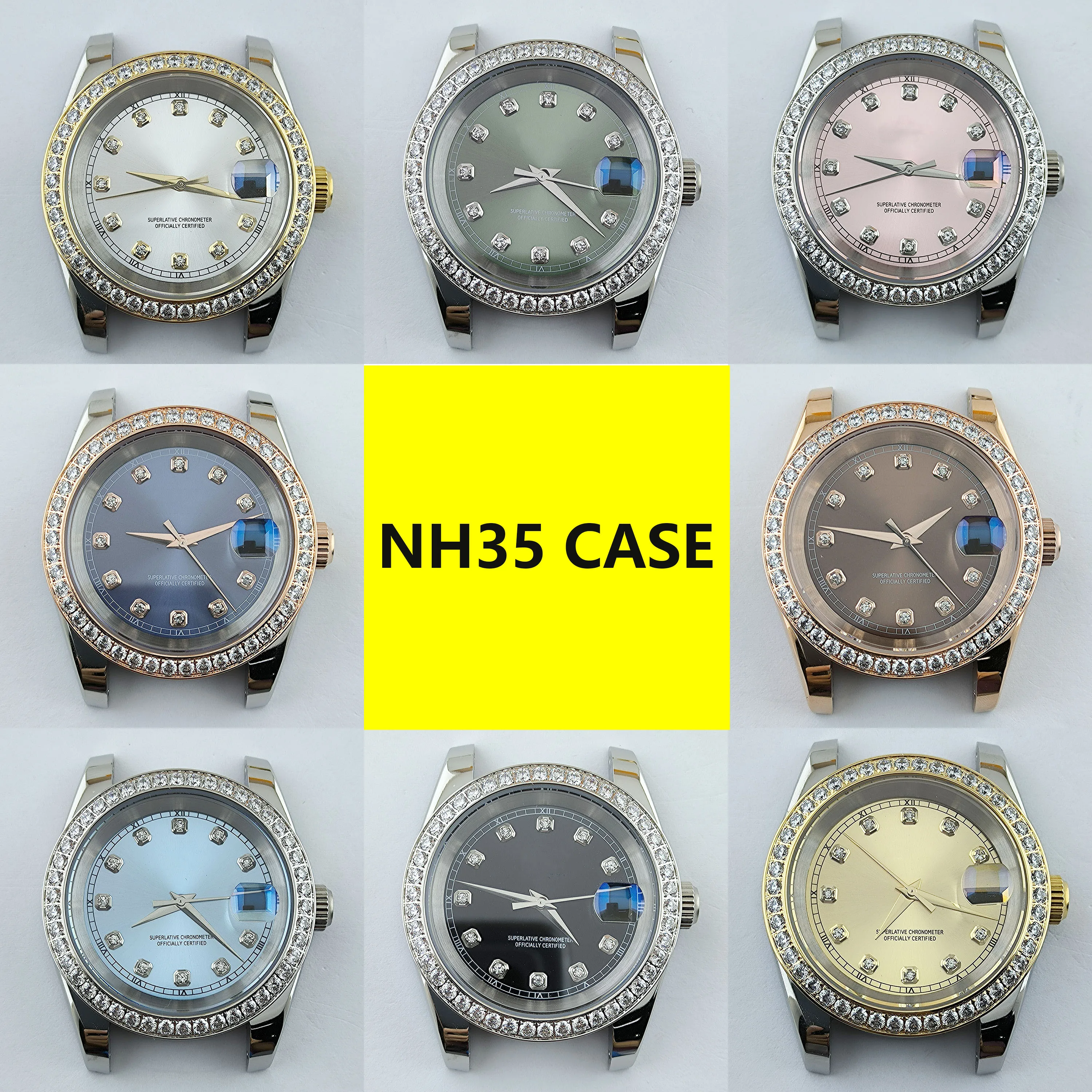 

Мужские автоматические механические часы с бриллиантовым циферблатом NH35, подходят для часов NH35, Часовые аксессуары