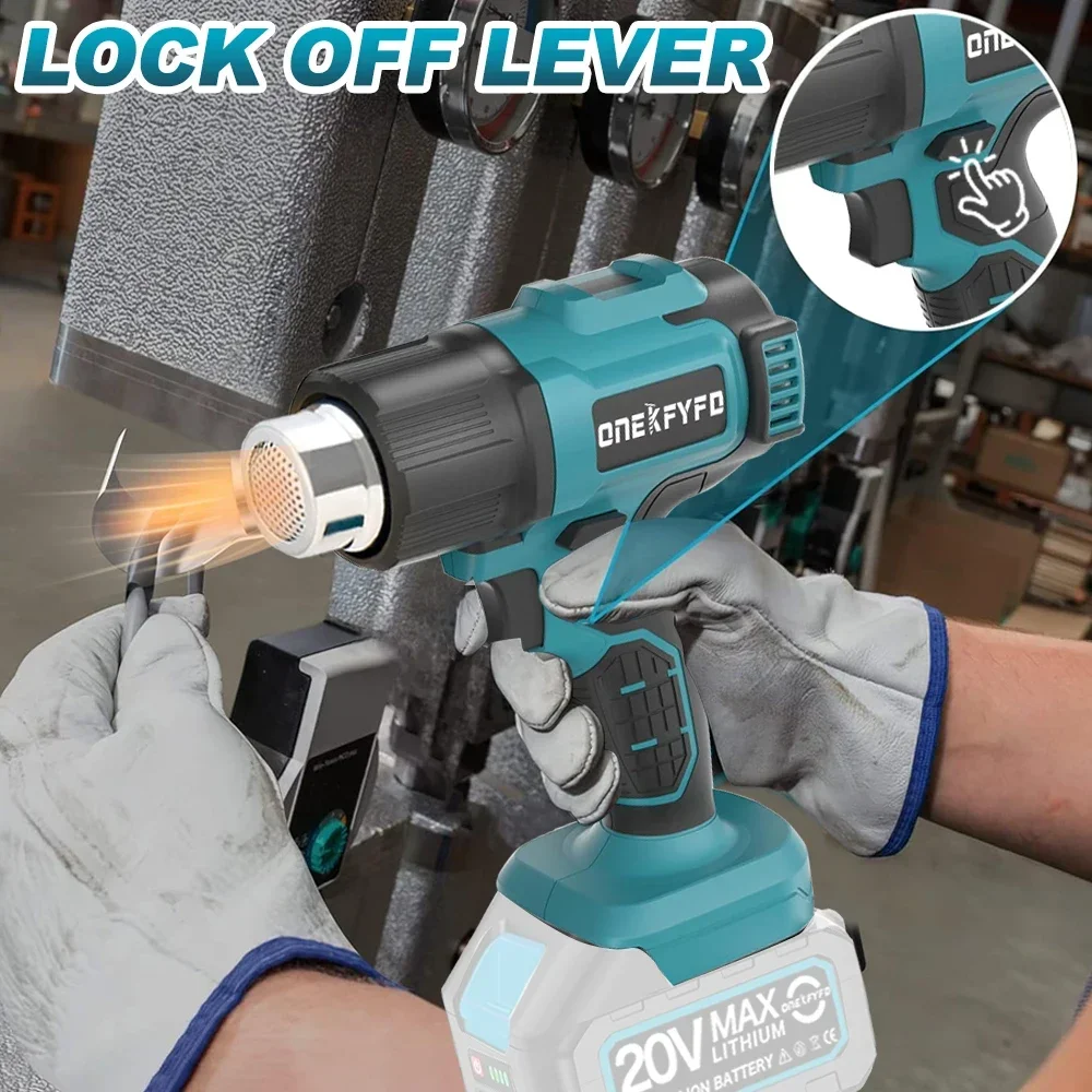 Hot air gun heat gun 540℃ Heat Hot Air Gun 4 Gears Wind Speed LED Display Temperature Adjustment Cordless Heat Gun for Makita 18V Battery