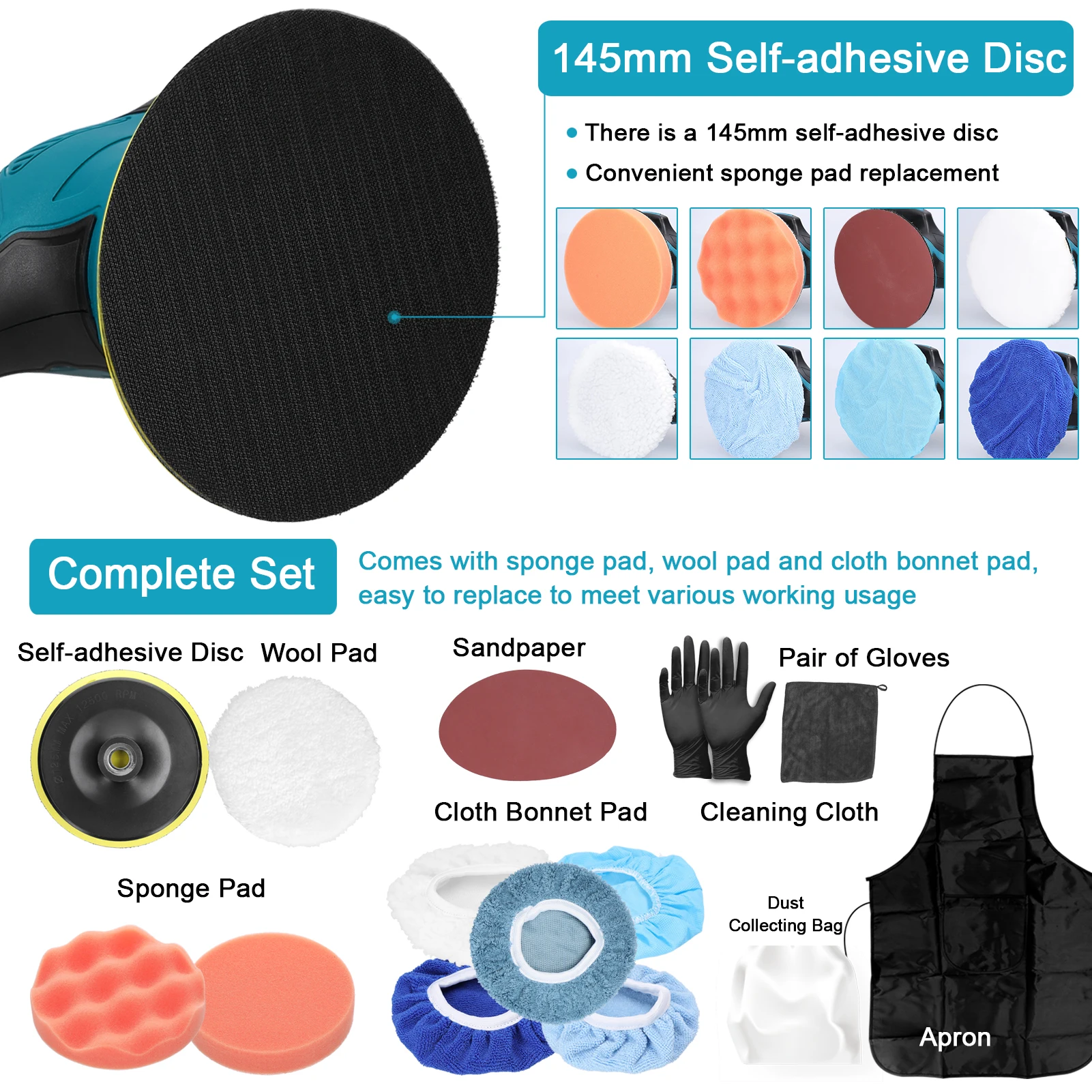 21V Cordless Car Polisher Electric Polishing Machine 6 Gears of Speeds Adjustable Metal Waxing Rust Removal Wood Sanding Machine 5