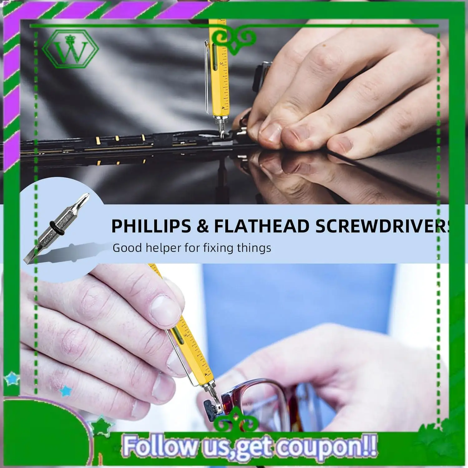 신뢰할 수 있는 멀티툴 펜 멋진 가제트, 스타일러스가 포함된 참신한 펜, 레벨, 자, 드라이버, 아빠 남편을 위한 생일 선물