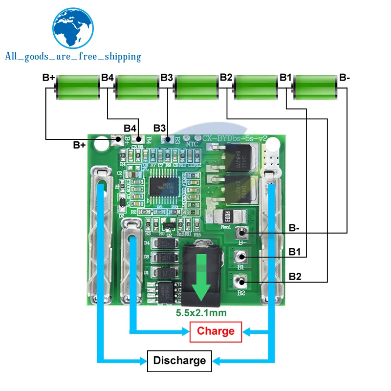 5S 20A PCB BMS Protection Board For 18650 Li-ion Battery Pack | 18V W/Balance