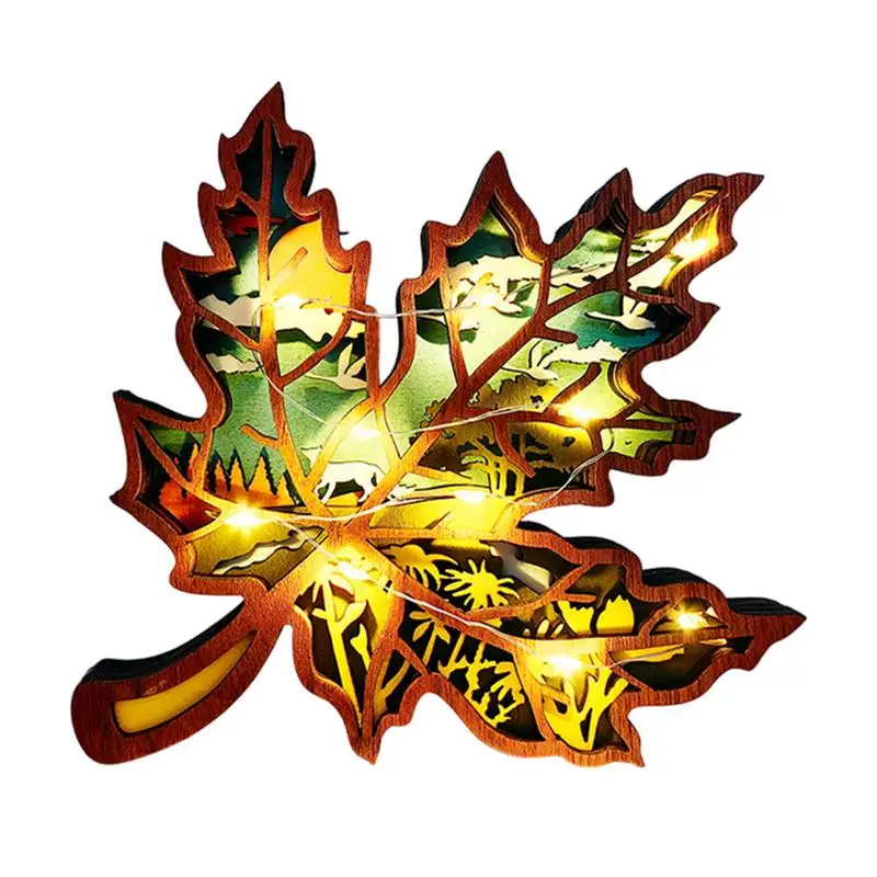

Creative Maple Leaf Ornaments Wood DIY Crafts Simulation Maple Leaf Harvest Festival Thanksgiving Autumn Colors Party Decor