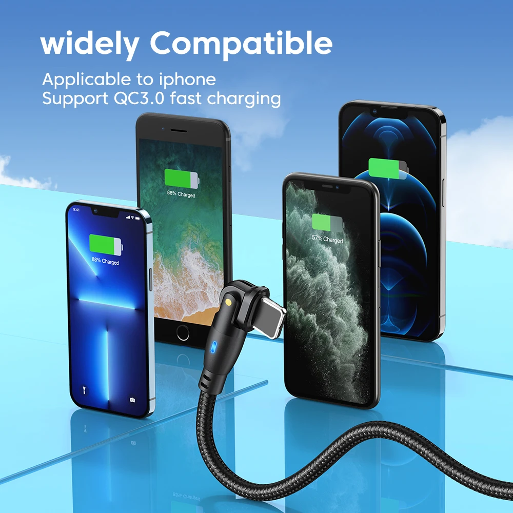 AUFU USB C to Lightning 27W Fast Charging Cable with 180° Rotating Design