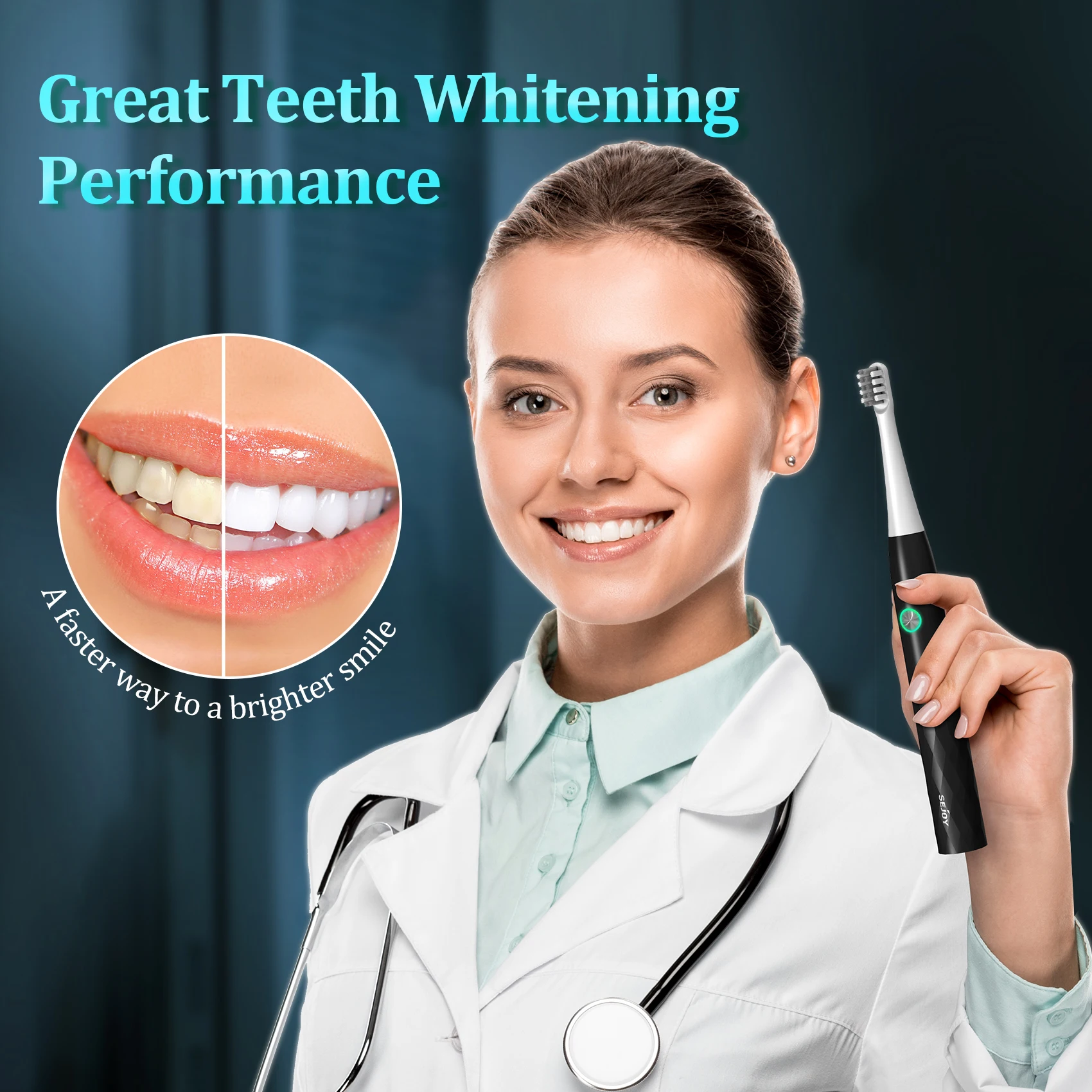 SEJOY Oral Cleaning Sonic Electric Toothbrush Personal Care Appliances IPX7 3 Modes Smart Rechargeable Automatic Toothbrush 4