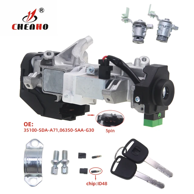 สวิตช์กุญแจรถยนต์พร้อมกุญแจ 2 ดอก สำหรับรถยนต์ฮอนด้า แอคคอร์ด ซีอาร์วี ซีวิค โอดิสซีย์ 35100-SDA-A71 06350-SAA-G30 1