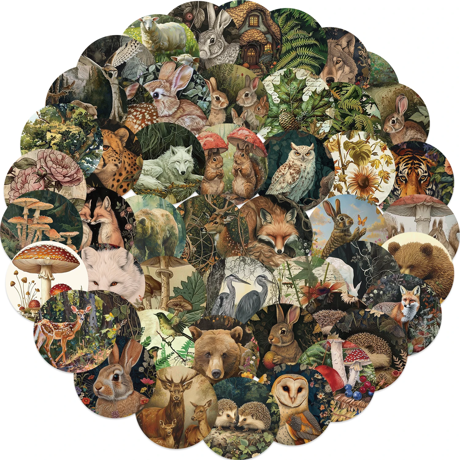 50PCS Retro Cartoon Zoo Wild Animals Stickers for Toy DIY Phone Luggage Skateboard Laptop Kawaii Decals Graffiti Sticker 6