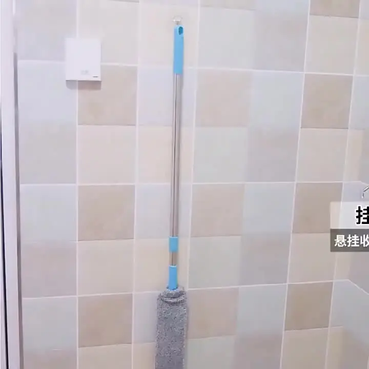 Godob Spazzolino da Polvere per Comodino Manico Lungo Mop Spazzola Riutilizzabile per spolverino in Microfibra (Due pezzi di stoffa