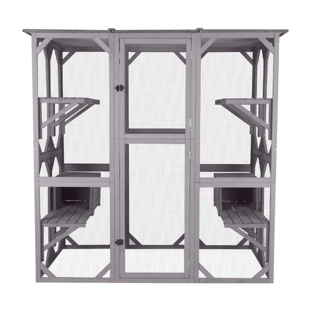 Outdoor Cat Enclosure Large for Multiple Cats, Outdoor Wooden Cat House