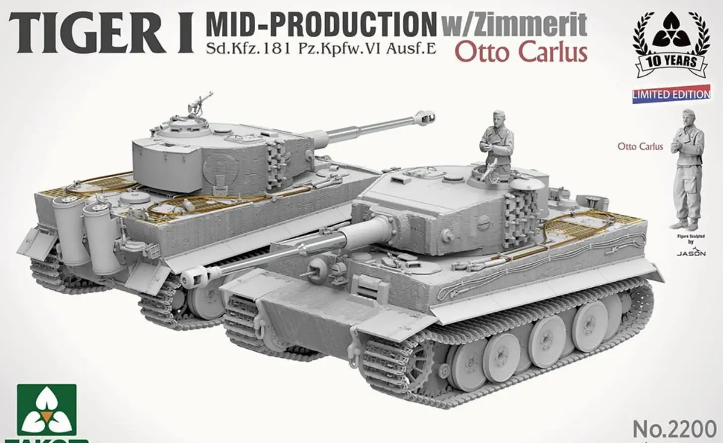 Takom 2200 Scala 1/35 Tiger I Mid Production Con Kit Modello Zimmerit 'Otto Carious