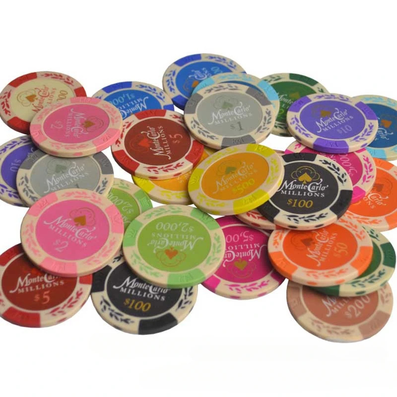 Texas Poker Chips Clay Composite Inner Metal Coins Wheat Ears Crown Pattern Baccarat Casino Upscale Accessories 25pcs poker chips