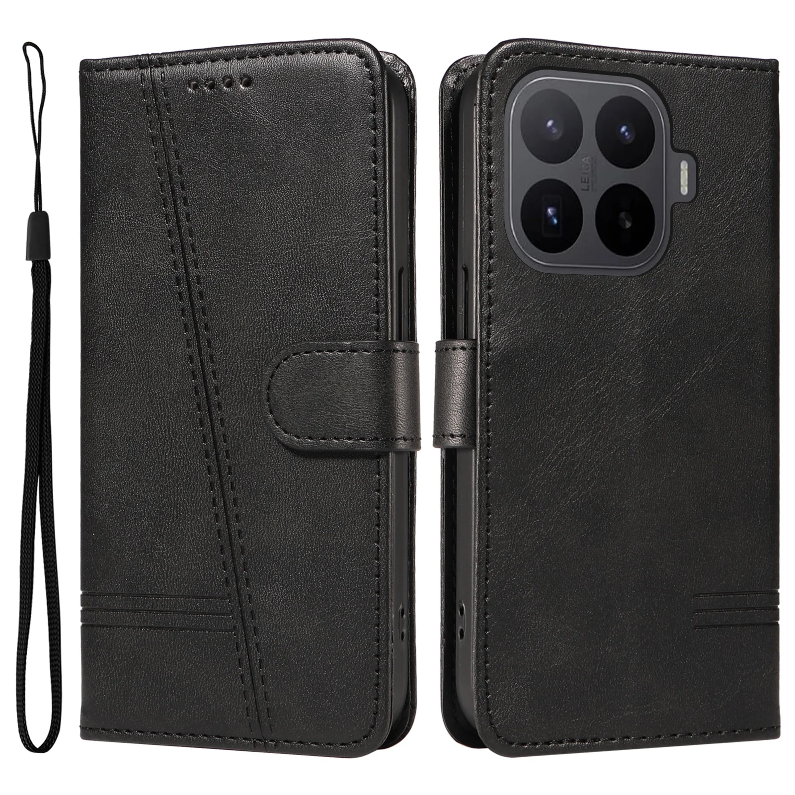 Leather Flip Phone Case with Card Holder and Stand - Protective Cover