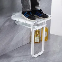 Wall Mounted Shower Seats Folding Shower Bench Bathroom Chair Stool with Non-slip Feet for Elderly Disabled Shoe Changing Stool 2