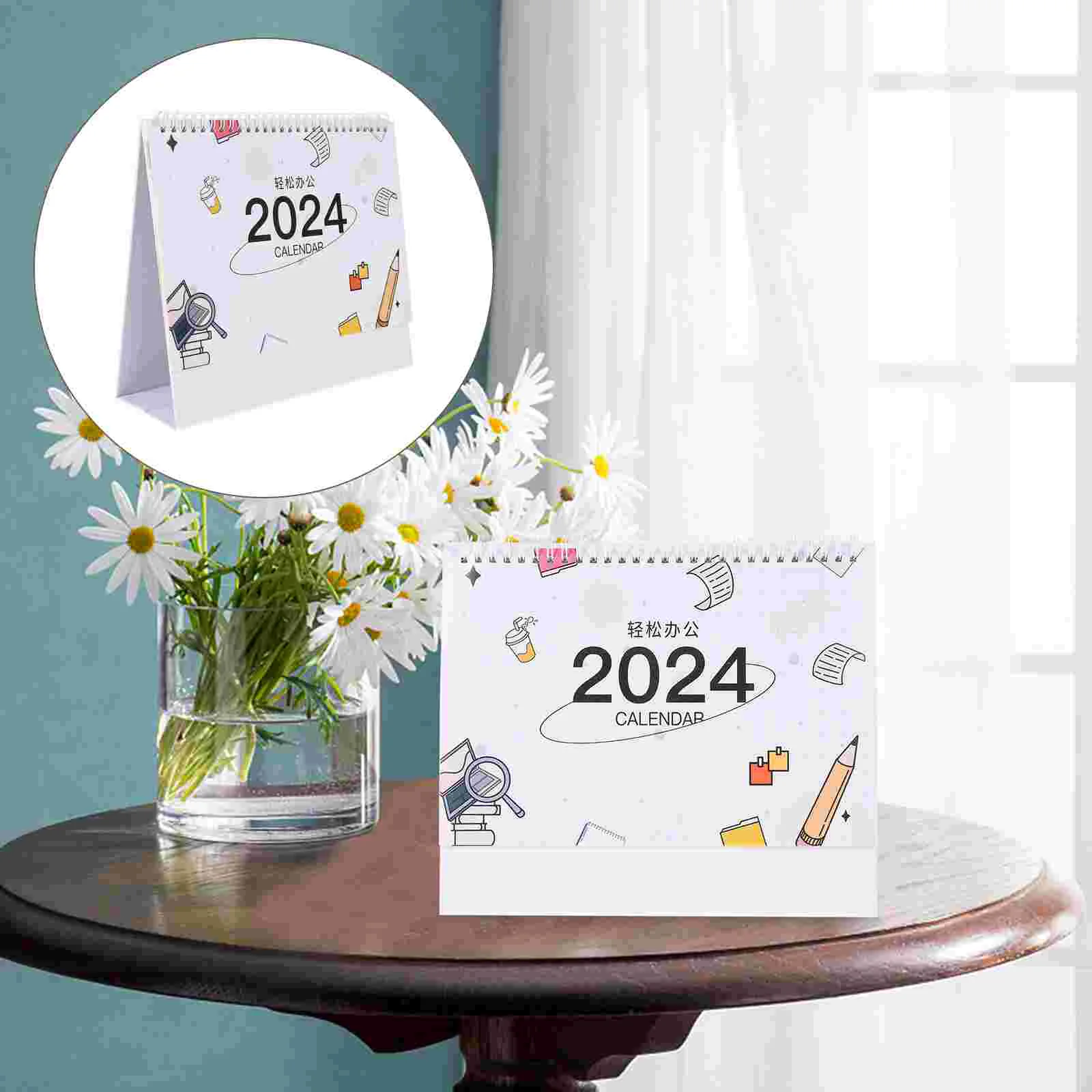 

Traditional Chinese Office Tabletop Standing Calendar Planner Desktop Decor Business Office Work Clock In Plan Calendar