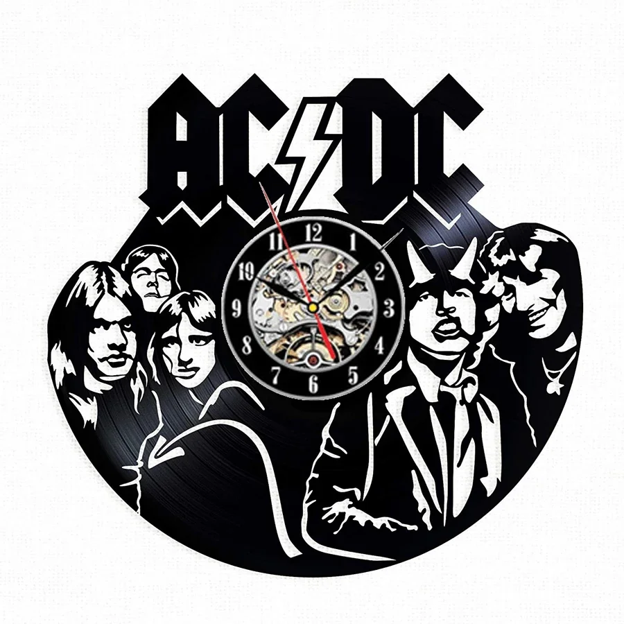 AC DC Vinyl Record Wall Clock Modern Design Music Rock Band Vintage Vinyl CD Clocks Wall Watch Home Decor wall clock