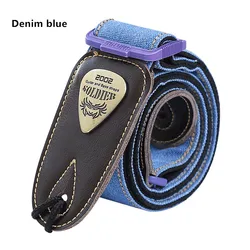 Adjustable Multicolor Soldier Guitar Strap - White, Blue, and Red for Electric, Acoustic, and Bass Guitars (Denim blue)