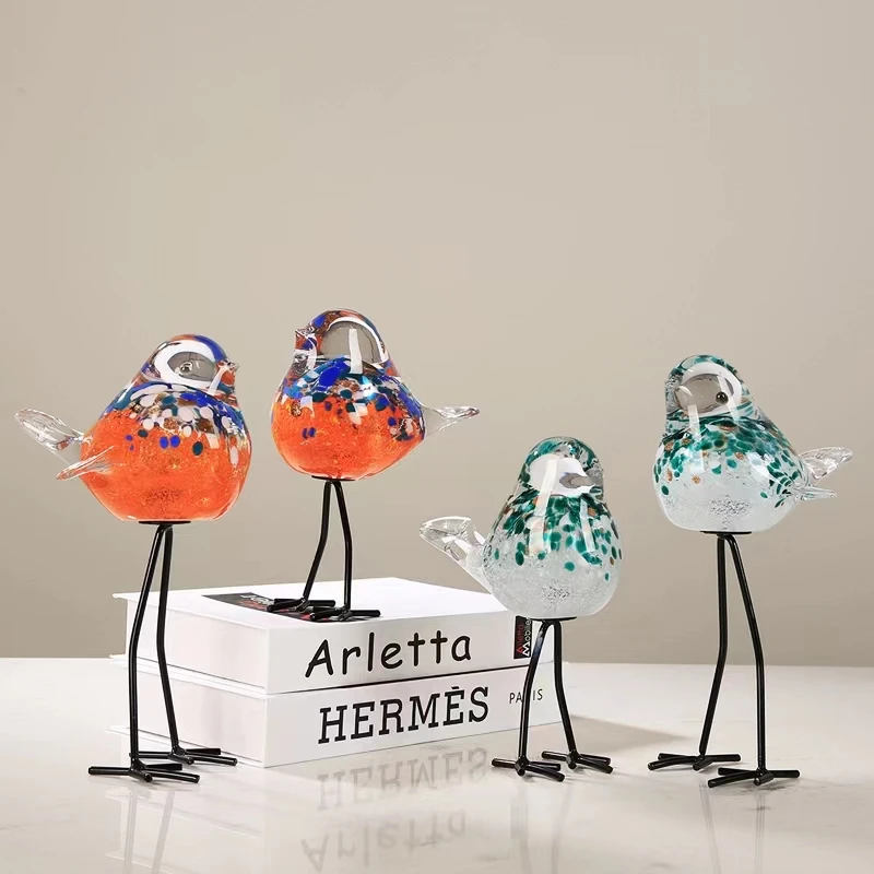 

Crystal Glass Bird Sculpture Modern Home Decoration Wine Cabinet Living Room Ornament Office Feng Shui Decor Glass Crafts Gifts