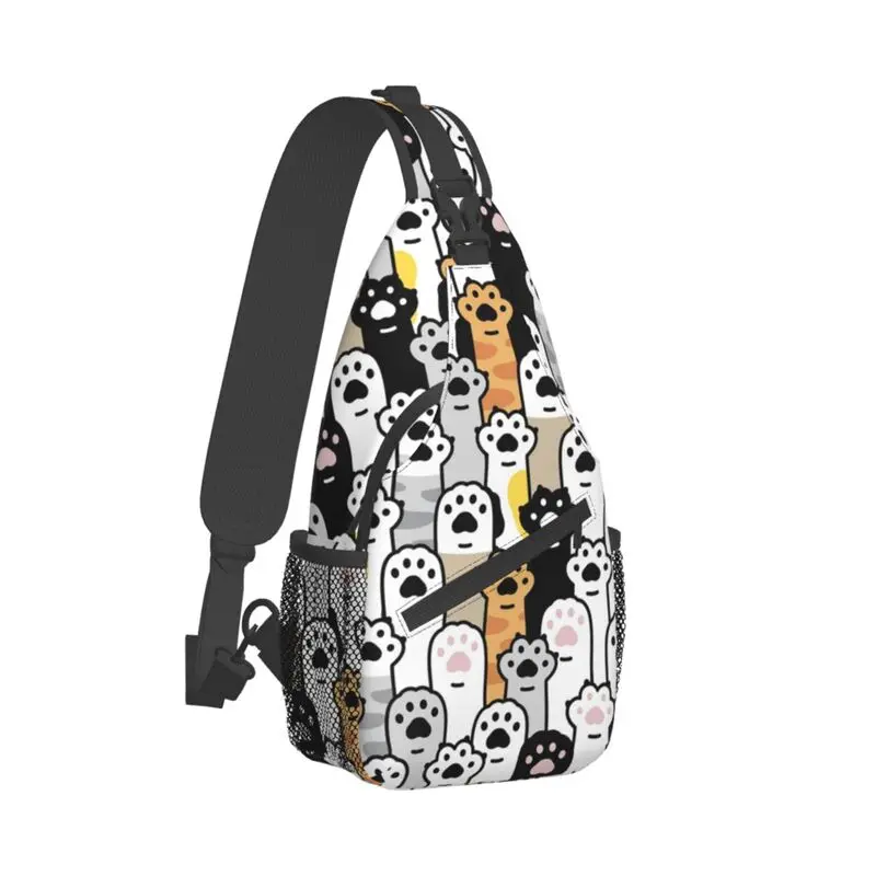 

Cat Paw Kitten Footprint Sling Crossbody Chest Bag Men Fashion Cartoon Paw Lover Shoulder Backpack for Travel Cycling