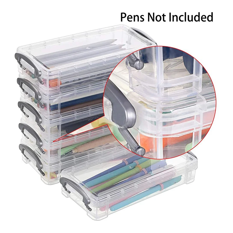 Transparent Storage Box Pencil Case Multi-function Desktop Stationery Organizer Art Stickers Classification Container 5pcs storage box pencil case desk organizer transparent storage box storage organizer