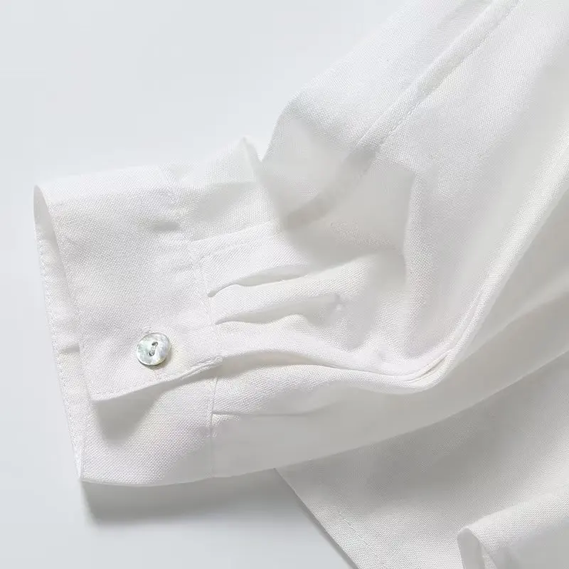 Jenny&Dave Ladies Autumn Loose Pocket Shirt Top Blouse Women Fashion Women's White Casual Long Sleeve Shirt