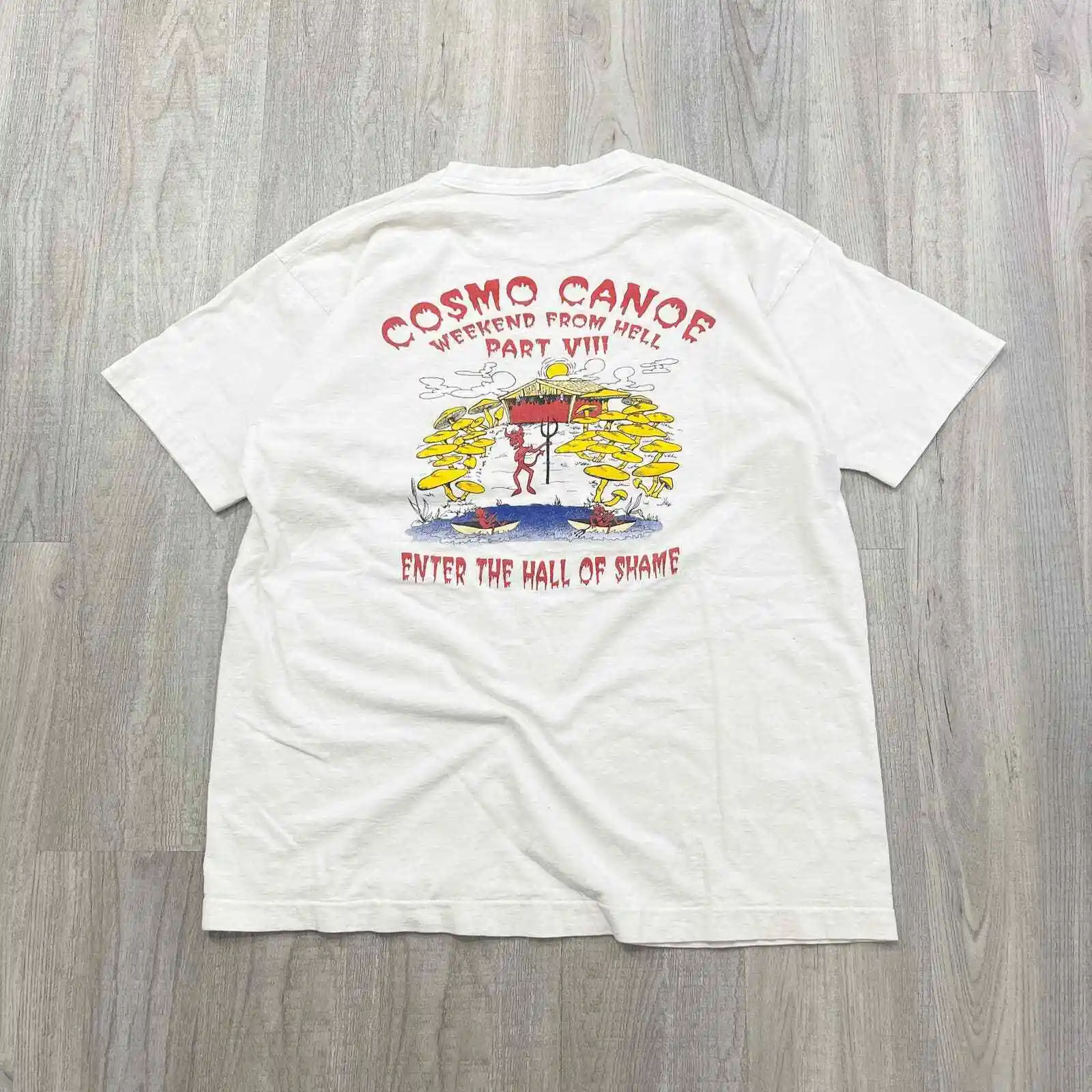 Vintage Anni '90 Cosmo Canoa Weekend Da Hell Shirt Size Extra Large Xl 1990S Maniche Lunghe
