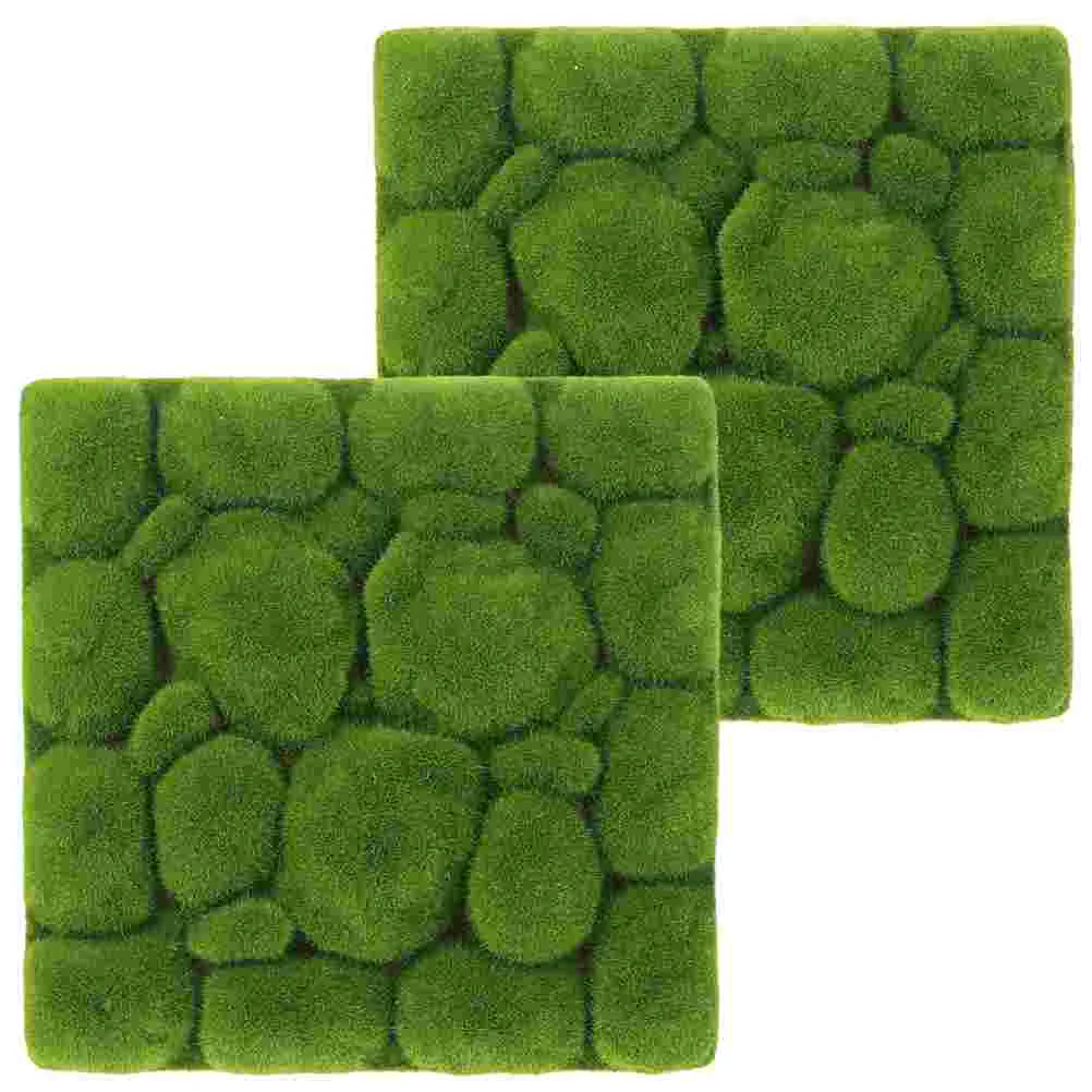 

2 Pcs Fake Grass Simulated Moss Decoration Micro Landscape Accessory Realistic Turf Mini Garden Scene