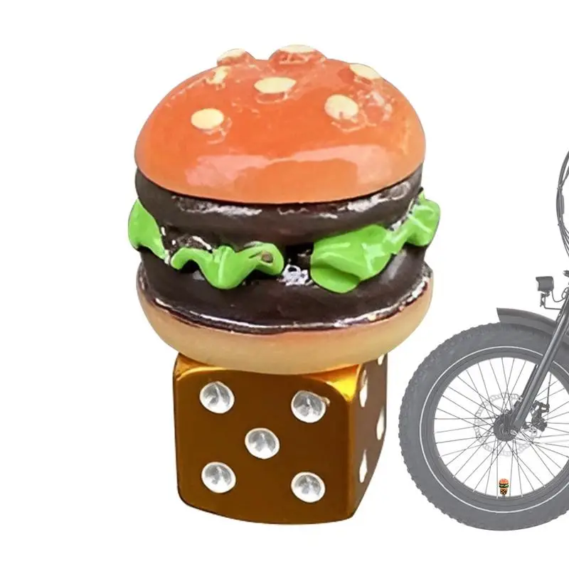 

Bicycle Tire Air Cover Stainless Tire Nozzle Caps Hamburger Design Stem Cover Wear-resistant Unique Hamburger Design