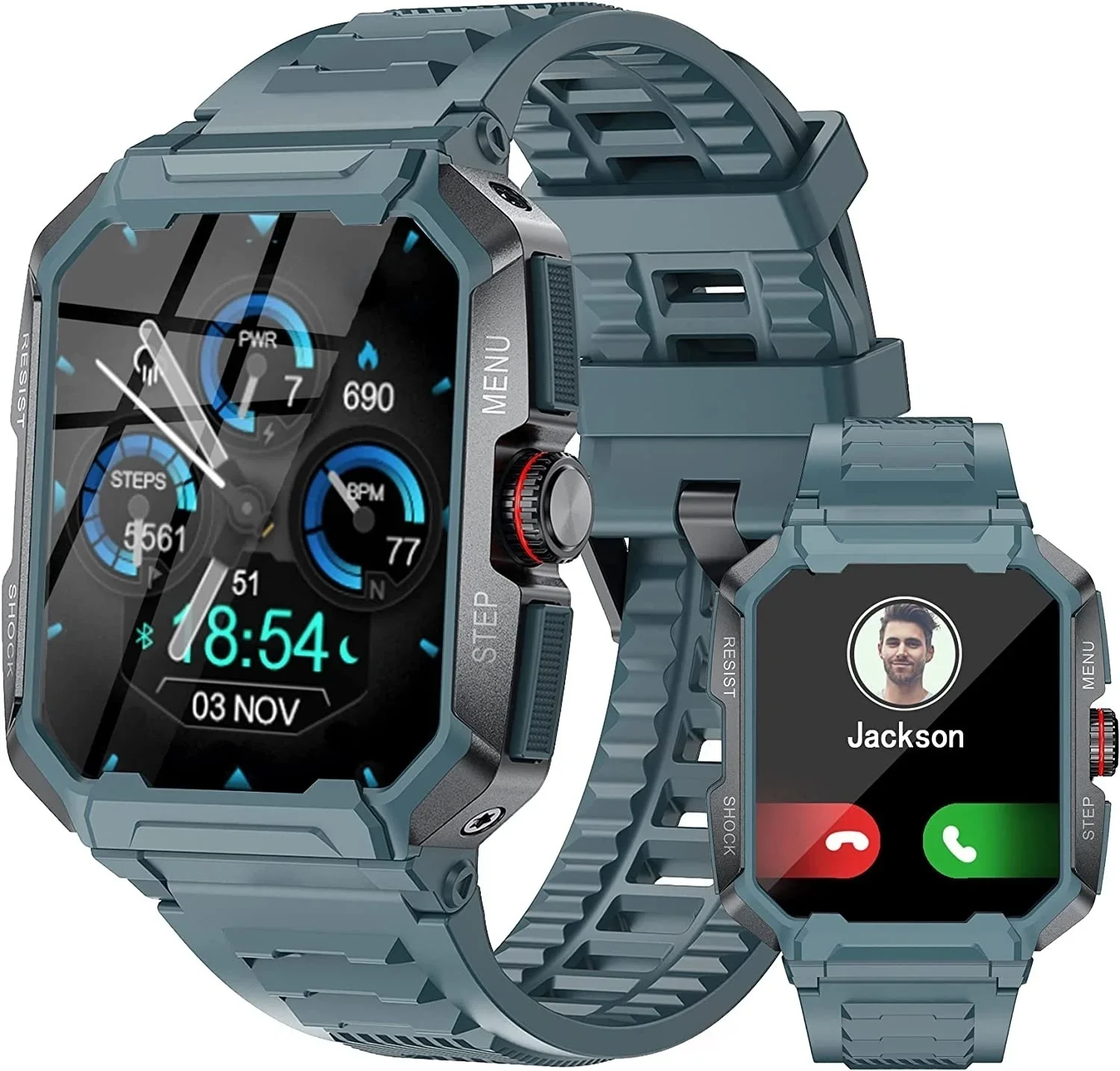 

Men Military-grade Outdoor Smartwatch Bluetooth Call Large Screen 1.85-inch Message Reminder Heart Rate Blood Oxygen Monitoring