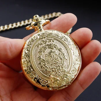 Minimalism Vintage Gold Luxury Pocket Watch Antique Vintage Quartz Chain Clock Pendant Jewelry Timepiece Gift for Women Men