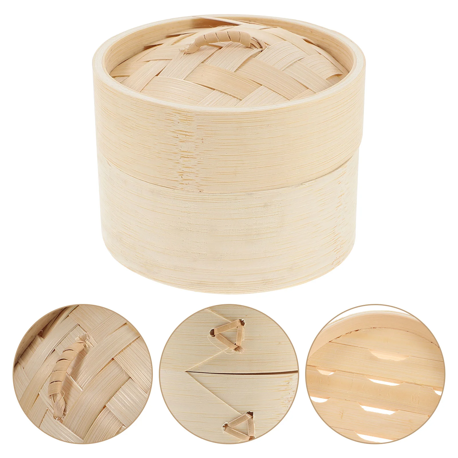

Pasta Cooker Steamer Kitchen Accessory with Cover Bamboo Natural Food Steaming Basket