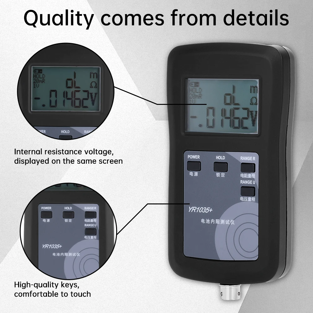 Battery Tester 4-Wire YR1035+ Lithium Battery Internal Resistance Tester High-precision Battery Tester Resistance Test Instrument DC 0-100V
