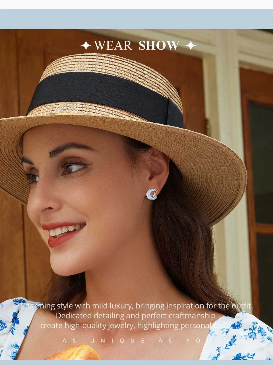 Fine Jewelry Sterling Silver Fantasy Moon Stud Earrings Cute Cat Earrings for Women - PeticaDeals
