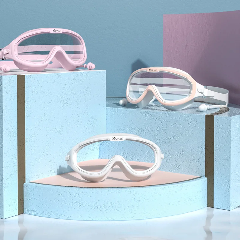 On Swimming Goggles Female Swimming Glasses Diving Equipment Wear Earplugs Suit Waterproof anti-fog HD Box