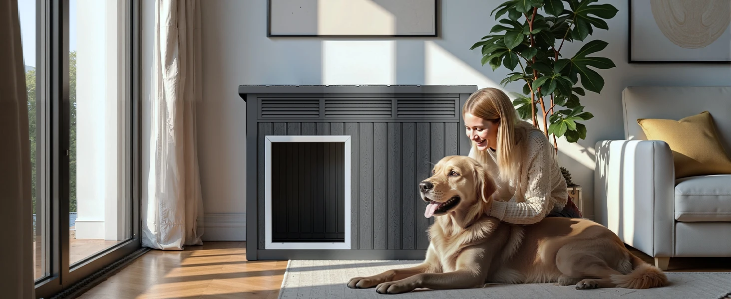 DRATO Dog House for Both Indoor and Outdoor with Weatherproof Roof Removable Floors 