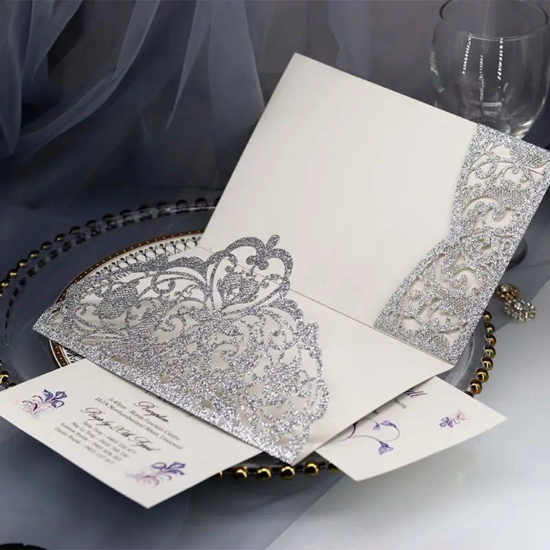 

50pcs Wedding Invitation Cards Kits with Envelopes Cut Birthday Greeting