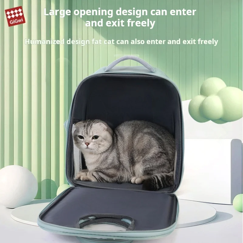 GiGwi New Transparent Pet Cat Colorblock Carrier Bag Outdoor Travel Backpack Breathable Cat Carrying Bag For Pets Up To 6.5kg