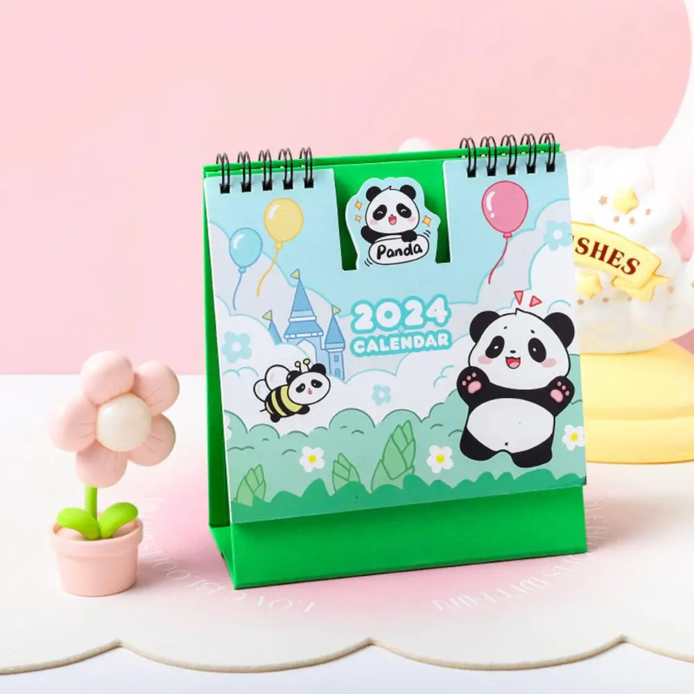 

Monthly Planner 2024 Mini Coil Desk Calendar Cartoon Planner for Home Office Decoration Kawaii Monthly Agenda Organizer Office