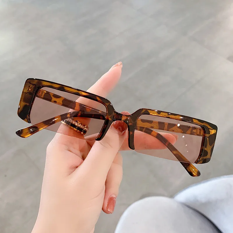 Rectangle Sunglasses Women Fashion Leopard Glasses Square Men Driving
