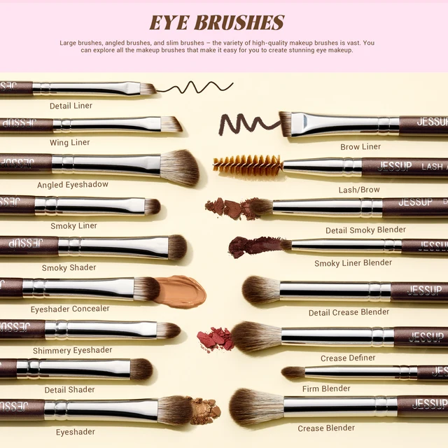 Jessup Makeup Brushes Set 15/25pcs Premium Synthetic Brown Make up Brushes Foundation Eyeshadow Concealer Blush Eyeliner, T511
