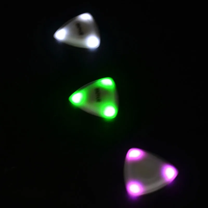 LED Lightning Touch Glowing Triangle Picks Flash Bass Guitar Night Light Paddle