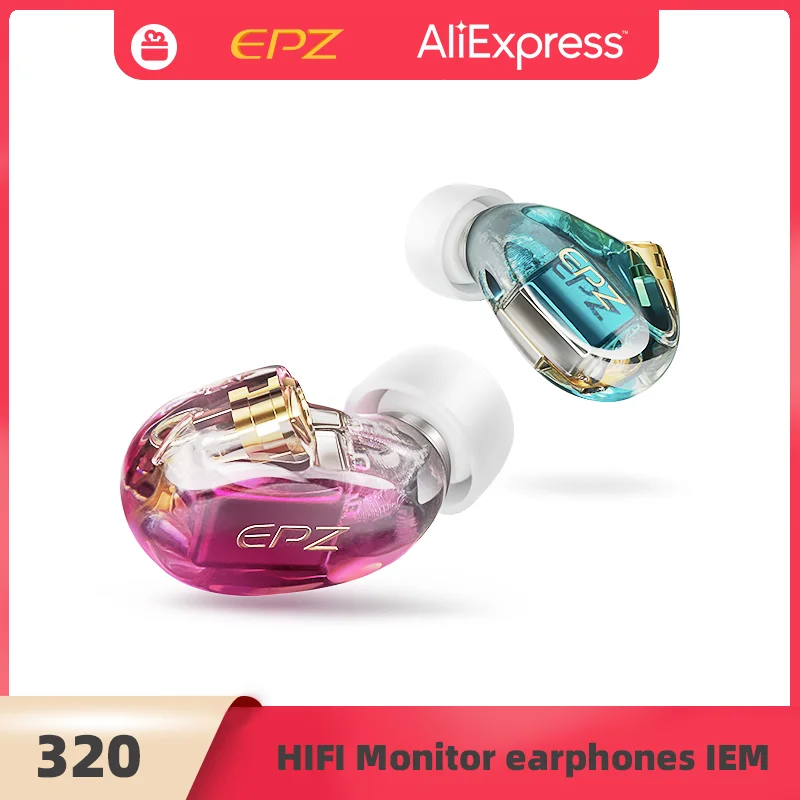 Epz 320 3Ba Monitor Iem Auricolare Hifi In Ear Auricolari Mmcx Cavo Placcato Argento Rame Cristallo Singolo