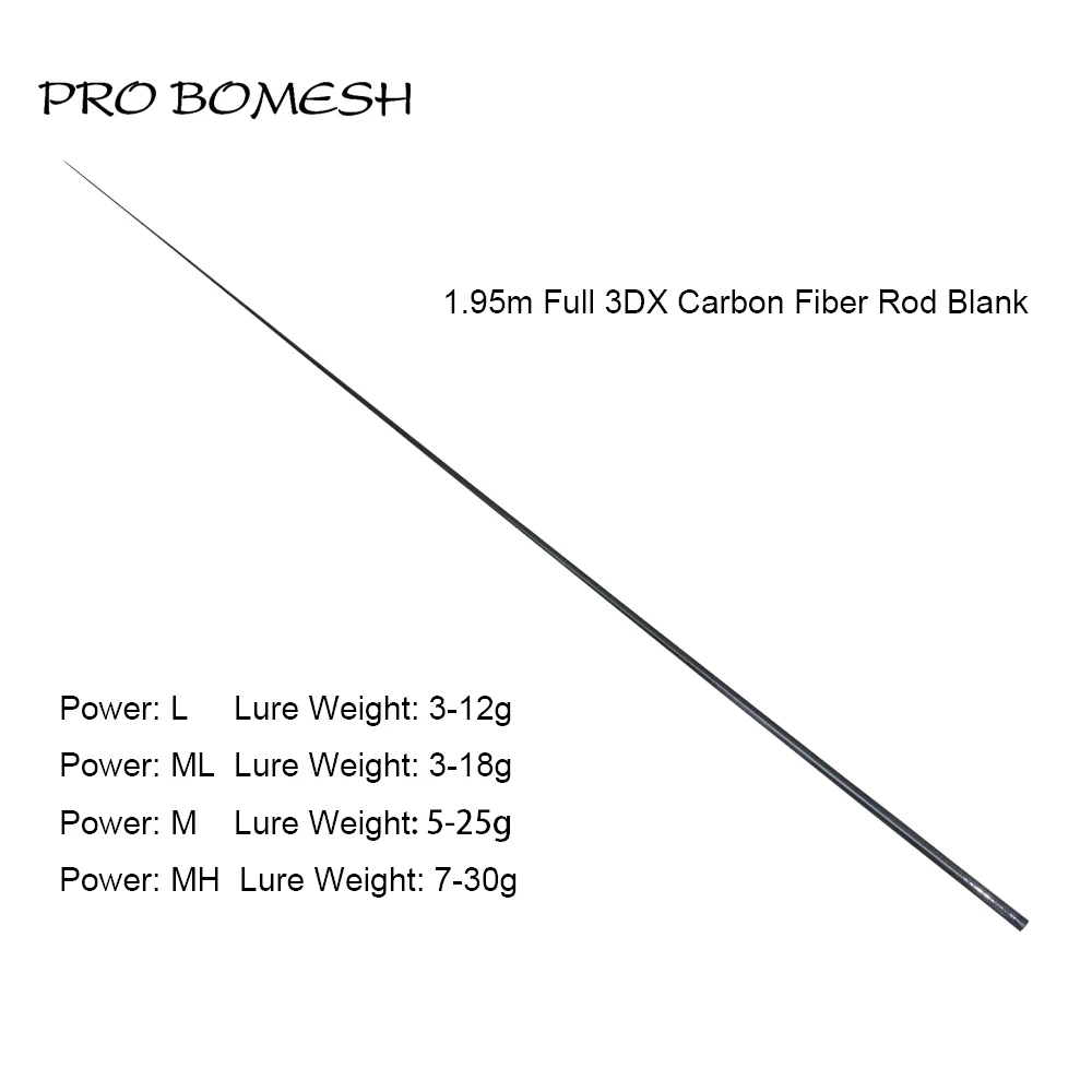 ProBomeshTorayCarbonFiber1Pcs195mFull3DXCarbonFiberRod