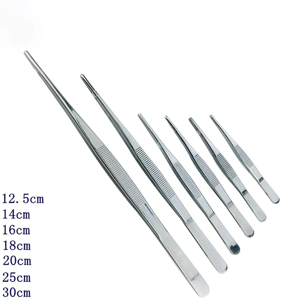1Pcs 12,5/16/20/25/30CM Zahn Pinzette Gerade Pinzette Lange Grill Lebensmittel Tong Edelstahl hause Garten Küche BBQ Werkzeug – Detail 3
