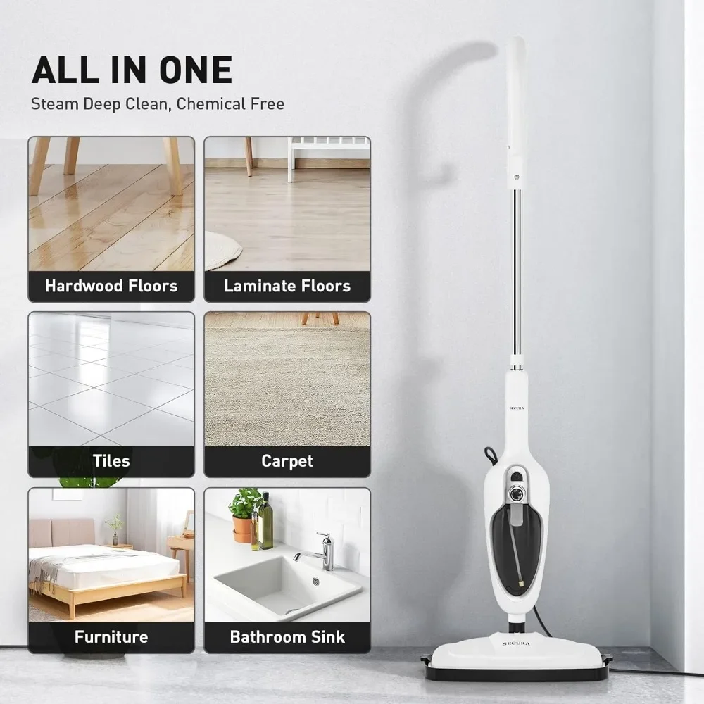 Steam Mop 10-in-1 Convenient Detachable Steam Cleaner, Multifunctional Cleaning Machine Floor Steamer with 3 Microfiber Mop Pads 6