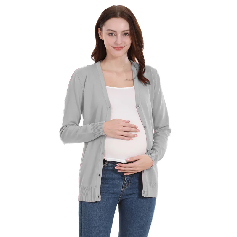 Pregnant Women Coat Cardigan Spring Autumn Long Sleeve Maternity Clothes Sweater Stretch Breastfeeding Clothes Knit Coat