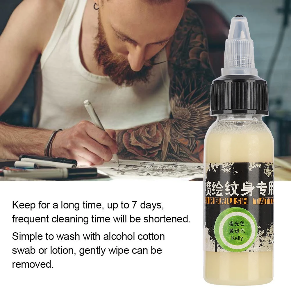 30ml Disposable Temporary Night Light Tattoo Ink Professional Easy Coloring Body Colored Drawing Fluorescence Airbrush Pigment