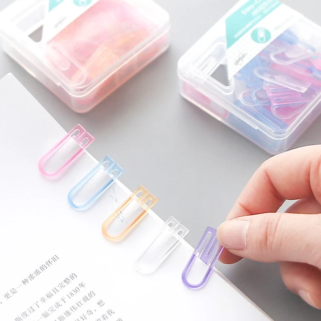 60pcs/box Colored Plastic Paper Clips Decorative paperclip bookmarker for  book Stationery office supplies desk accessories - AliExpress