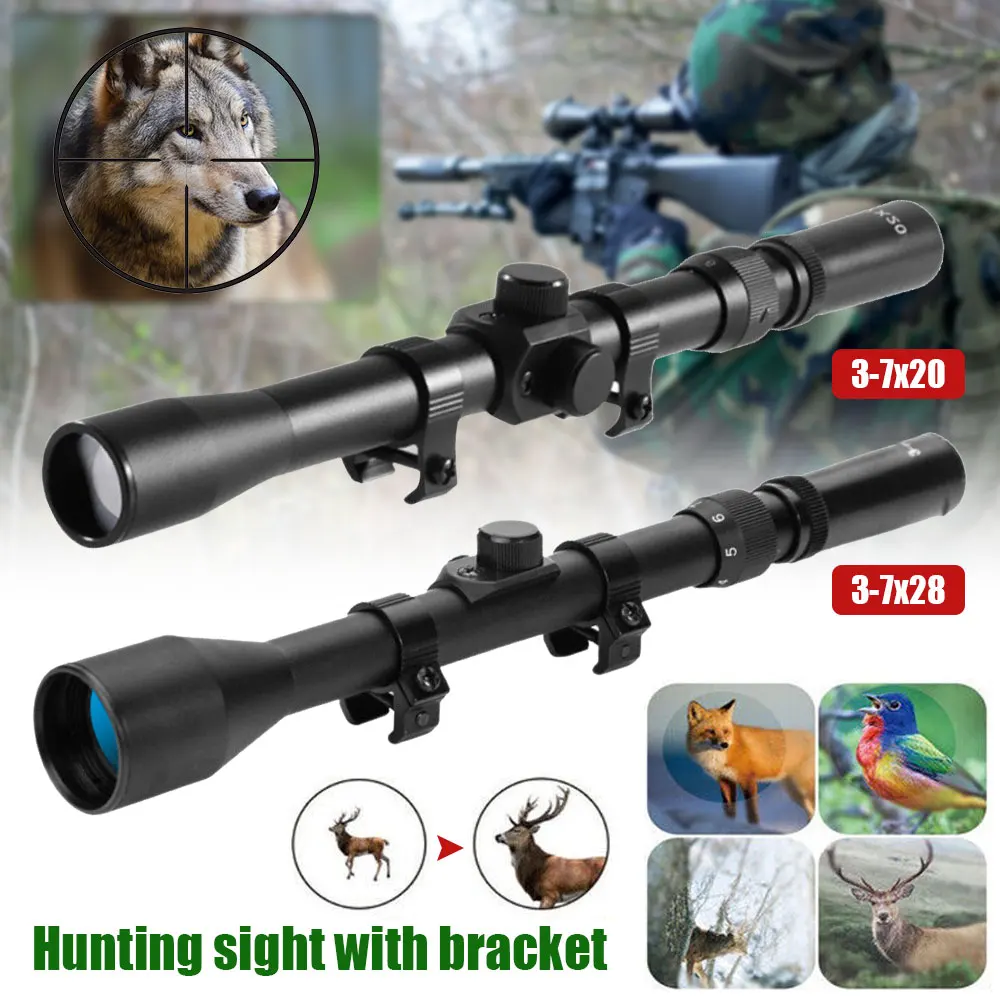 

VASTFIRE 3-7X28/3-7X20 Hunting Riflescope Reflex Crosshair Telescopic Optics Sight Fit 9-11mm Rail Gun Built Scope Mount