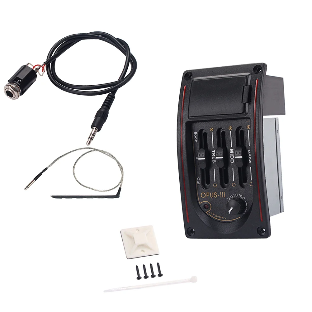 Acoustic Folk Guitar 3 Band Preamp EQ Equalizer Preamp Piezo Pickup