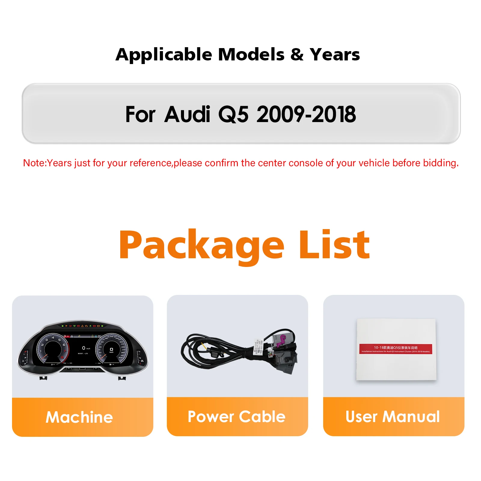Panel de tablero LCD automático Hizpo 12.3 para Audi Q5 2009-2018, pantalla digital de instrumentos, velocímetro, cabina virtual. 2